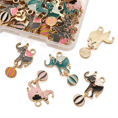 32Pcs 4 Colors Zinc Alloy Enamel Pendants ENAM-TA0001-25-1
