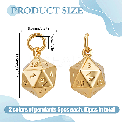10Pcs 2 Colors Brass Charms KK-DR0001-42-1
