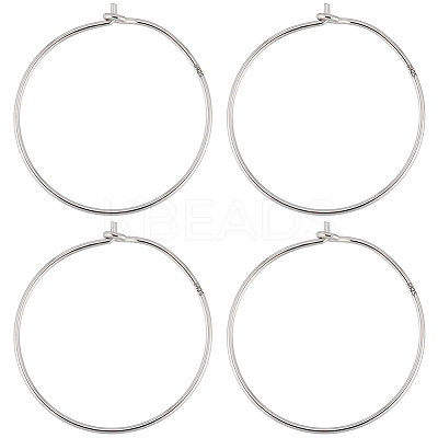 3 Pairs Rhodium Plated 925 Sterling Silver Hoop Earring Findings STER-BBC0006-48B-P-1