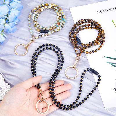 Natural Gemstone Name Card Straps HJEW-FH00039-1