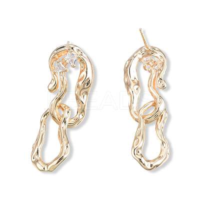 Clear Cubic Zirconia Interlocking Twist Oval Dangle Stud Earrings EJEW-N012-50LG-1