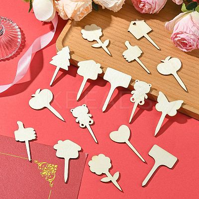 60Pcs 12 Styles Wood Pieces WOOD-CJ0002-05-1
