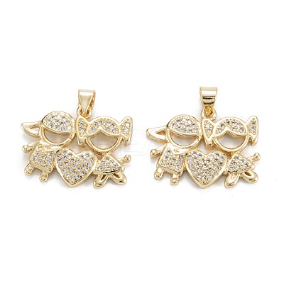 Brass Micro Pave Clear Cubic Zirconia Pendants ZIRC-M115-27G-1