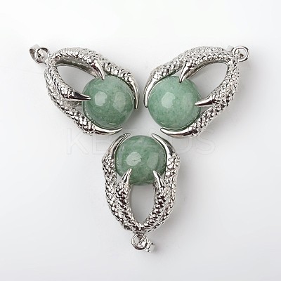 Eagle Claw Alloy Natural Green Aventurine Pendants G-L455-A15-1
