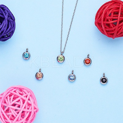 Trendy Original Color 304 Stainless Steel Grade A Rhinestone Charm Pendants RB-PH0008-04-1