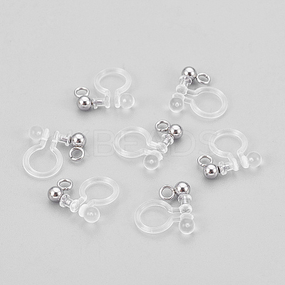 304 Stainless Steel and Plastic Clip-on Earring Findings X-STAS-P208-01P-1