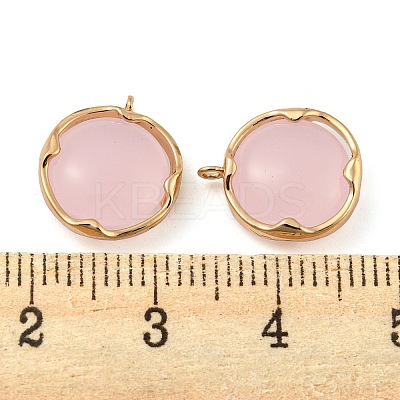 Brass with Pink Glass Pendants KK-G486-08G-1