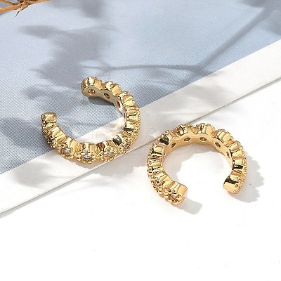 Golden Plated Brass Micro Pave Cubic Zirconia Cuff Earrings EJEW-L244-22B-1