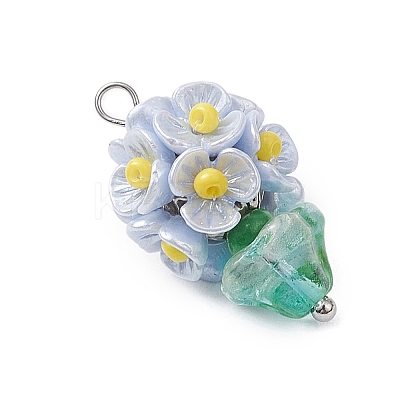 Glass Seed Beaded Flowerpot Pendants PALLOY-MZ00520-03-1