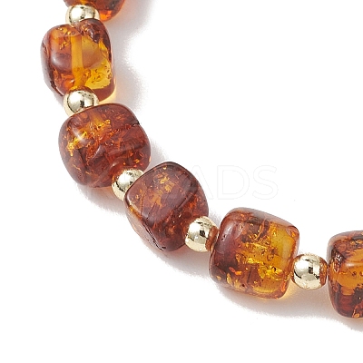 Natural Amber Beads Stretch Bracelets for Women BJEW-JB13254-1