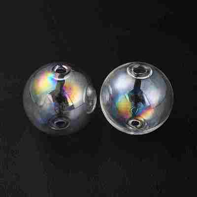 Handmade Two Holes Blown Glass Globe Beads FIND-WH0104-01F-1