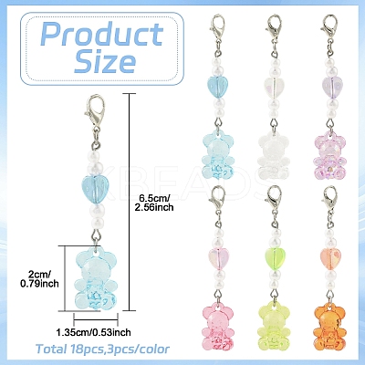 18Pcs 6 Colors Acrylic Pendant Decorations HJEW-YW00228-1
