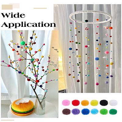 480Pcs 12 Colors DIY Doll Craft Pom Pom Yarn Pom Pom Balls DIY-LP0005-43-1