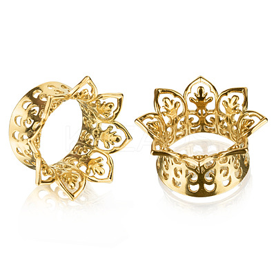 Hollow Out Flower Brass Alloy Ear Tunnels FS-WG7C815-12-1