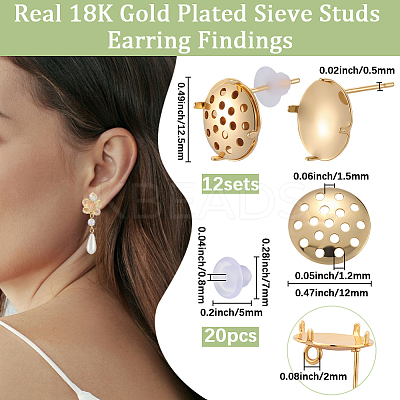 Brass Studs Earring Findings KK-BBC0019-01G-01-1