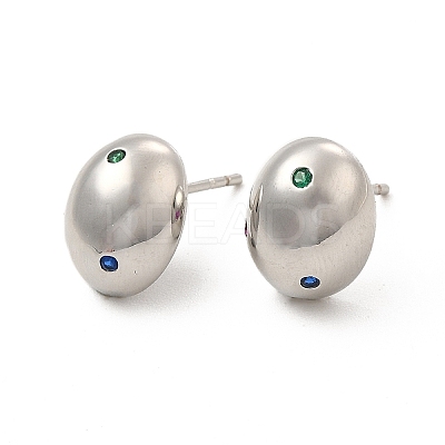 Cubic Zirconia Oval Stud Earrings EJEW-P213-12P-02-1