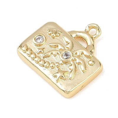 Brass Micro Pave Clear Cubic Zirconia Pendants KK-G545-01G-1