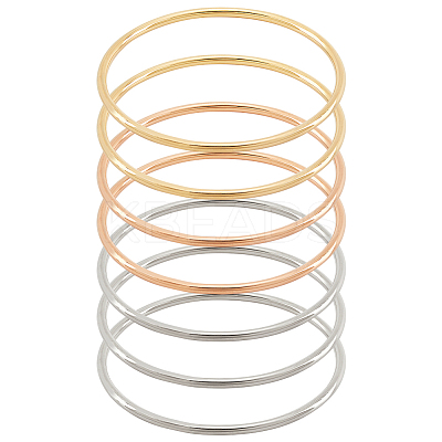 7Pcs 3 Color 304 Stainless Steel Thin Wrap Bangles Set for Women BJEW-BC0001-17-1