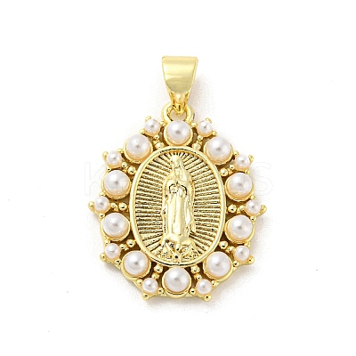 Brass with ABS Plastic Imitation Pearl Pendants FIND-Z023-04B-1