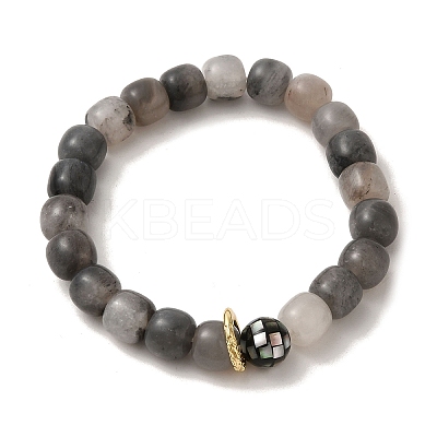 Natural Cloudy Quartz & Shell Stretch Bracelets BJEW-C051-03-1