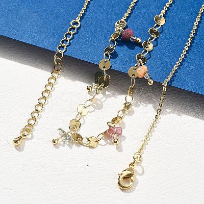 Brass Rolo & Flat Sequin Chains Necklaces for Women NJEW-D302-55-1
