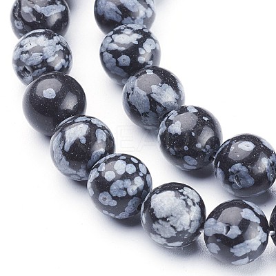 Natural Snowflake Obsidian Beads Strands X-GSR009-1