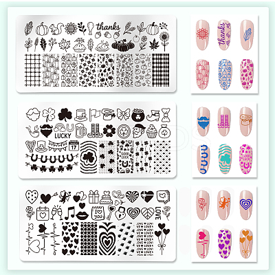 Stainless Steel DIY Nail Art Templates MRMJ-WH0098-044-1