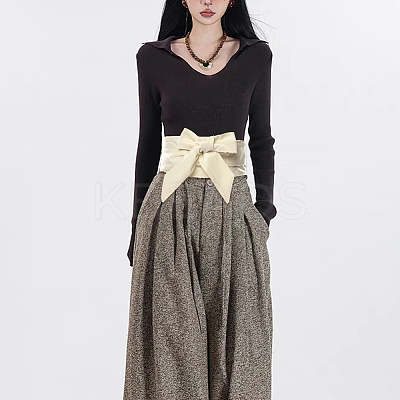Bowknot PU Leather Wrap Around Waist Bands AJEW-WH20033-042F-1