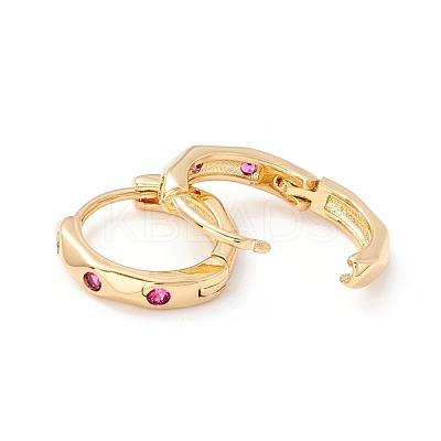 Cubic Zirconia Huggie Hoop Earrings EJEW-I260-20G-NR-1