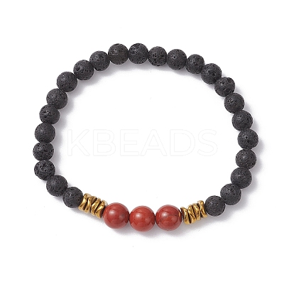 Natural & Synthetic Gemstone Round Beaded Stretch Bracelets for Men Women BJEW-JB12263-1