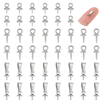 90Pcs 3 Style Stainless Steel Peg Bails Pendants STAS-UN0054-54-1
