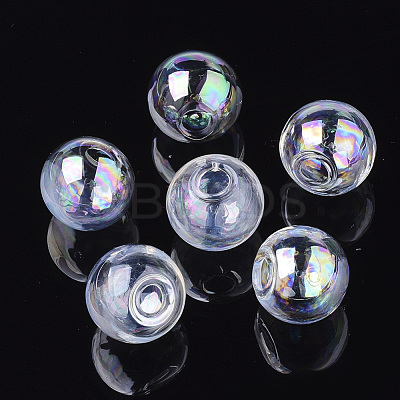 Round Handmade One Hole Blown Glass Globe Ball Bottles BLOW-R002-14mm-AB-1