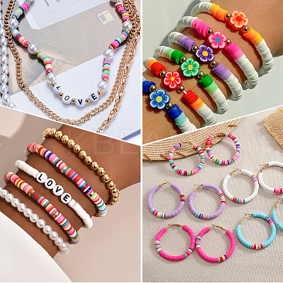 14Strands 14 Colors Handmade Polymer Clay Beads Strands CLAY-PA0001-06-1