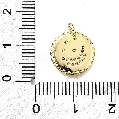 Brass Micro Pave Clear Cubic Zirconia Charms KK-V011-53G-1