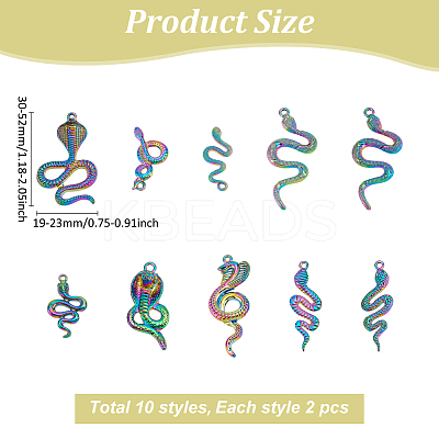 4 Bags 2 Styles Rainbow Color Alloy Pendants FIND-ME0001-85-1