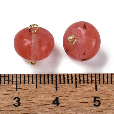 Cherry Quartz Glass Saucer Charms with Rack Plating Golden Tone Brass Bails KK-B103-17B-10-1-1