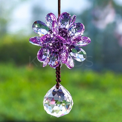 Glass Flower Pendant Decorations PW-WG637EB-02-1