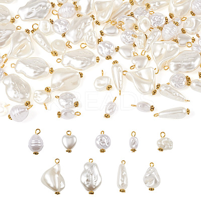 9 Sets 9 Style ABS Plastic Imitation Pearl Pendants KY-TA0001-23-1
