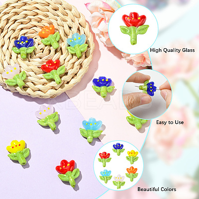 12Pcs 6 Colors Handmade Lampwork Beads LAMP-PA0001-04-1