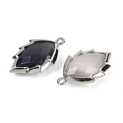 Natural Agate Faceted Leaf Pendants G-I375-04P-14-1