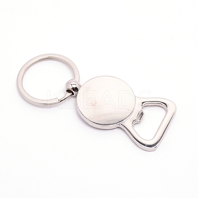 Sublimation Blanks Keychains Zinc Alloy Bottle Opener Blank Key Rings KEYC-WH0018-19P-1