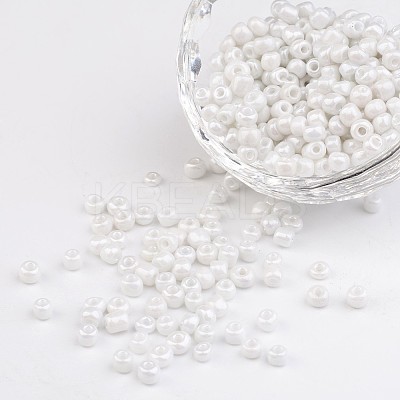 6/0 Opaque Colors Lustered Round Glass Seed Beads X-SEED-A012-4mm-121-1