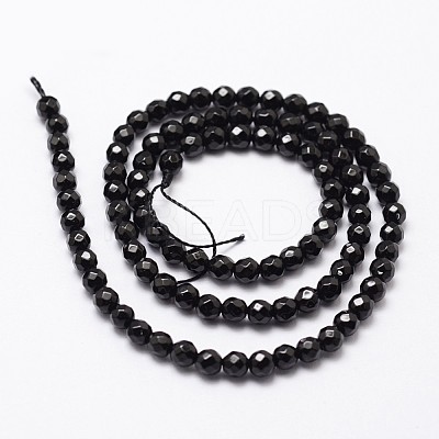 Natural Dyed & Heated Black Onyx Beads Strands X-G-D840-22-4mm-1
