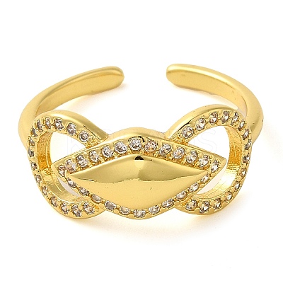 Bowknot Brass Micro Pave Clear Cubic Zirconia Open Cuff Rings for Women LS-RJEW-Z070-06G-1