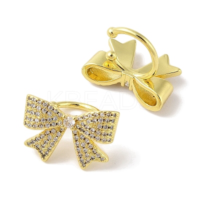 Brass Micro Pave Clear Cubic Zirconia Cuff Earrings for Women EJEW-I305-22G-1