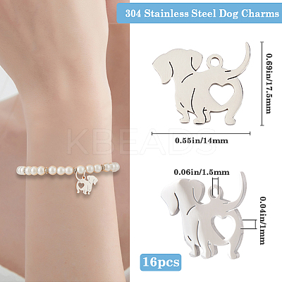 16Pcs 201 Stainless Steel Pendants STAS-BBC0005-28-1
