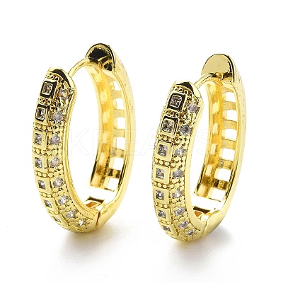 Clear Cubic Zirconia Square Hollow Hoop Earrings EJEW-G333-02G-1