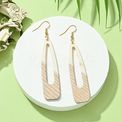 Two Tone Resin & Wood Dangle Earrings EJEW-JE05508-02-1