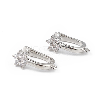 Brass Flower Hoop Earring Findings ZIRC-L097-054P-1