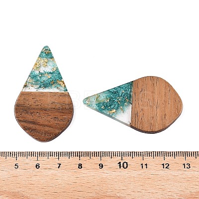 Transparent Resin and Walnut Wood Pendants RESI-T057-06I-1